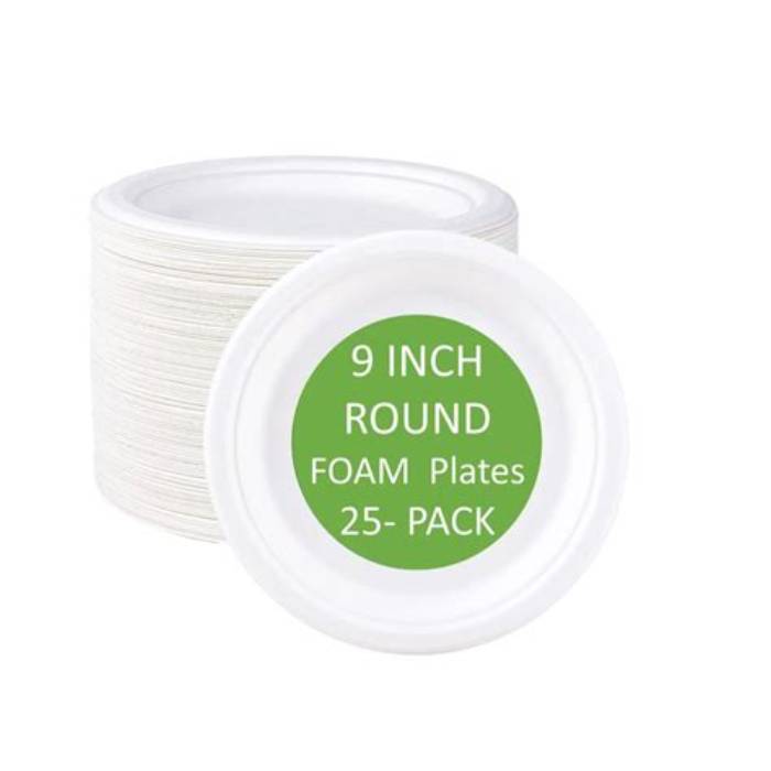 Foam Plate Plain 9" 20-Count 25-Pack