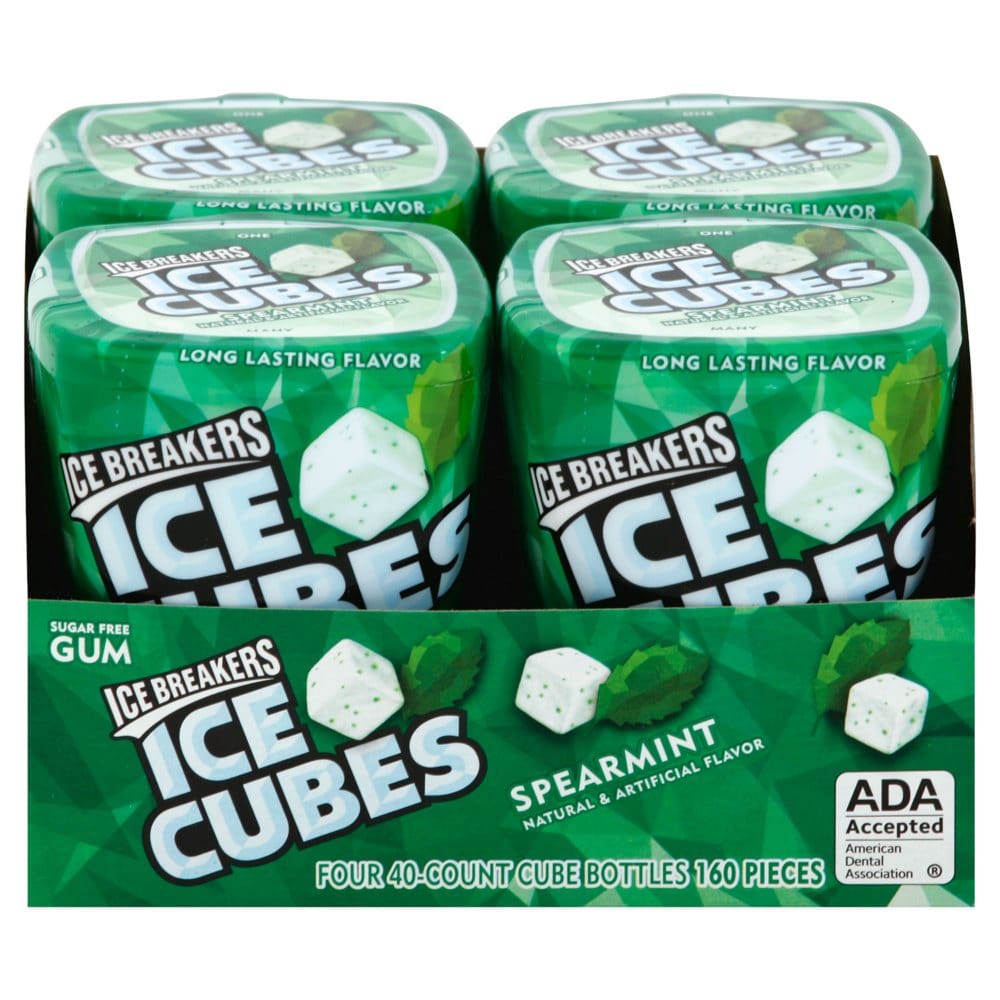 Ice Breakers Ice Cubes Spearmint Bottle 40 Pieces 4-Pack