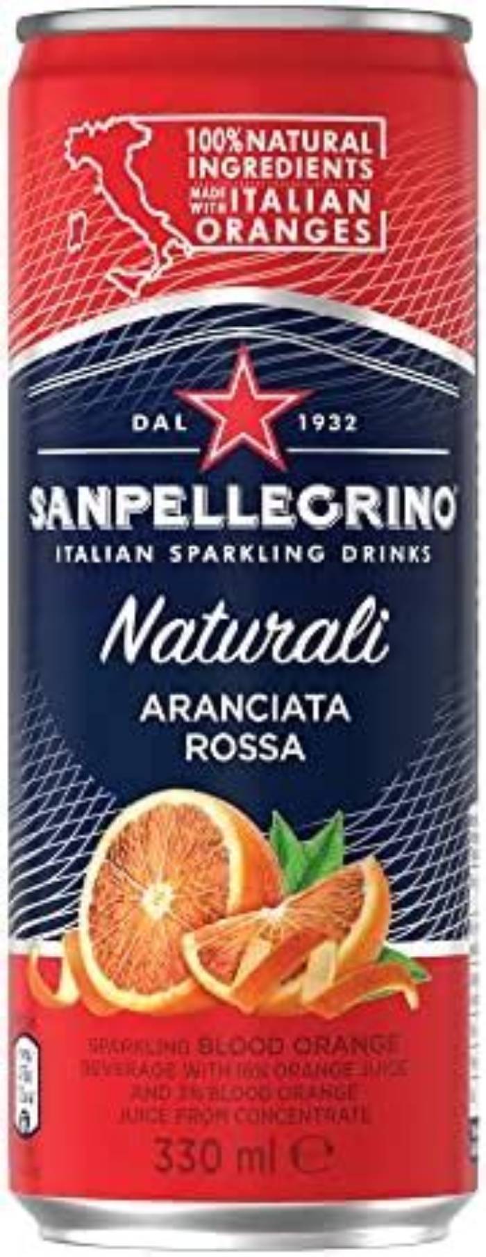 San Pellegrino Aranciata Rossa (Blood Orange) Can 12 oz 24-Pack