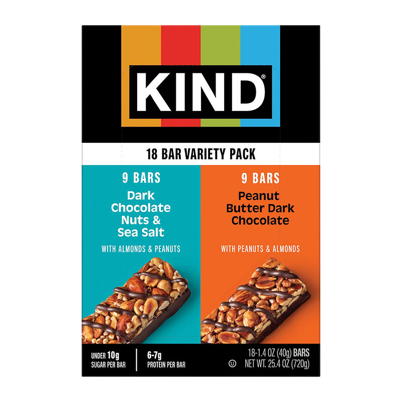 Kind Bars Variety Pack (Dark Chocolate Cherry & Peanut Butter Dark Chocolate) 1.4 oz 18-Pack