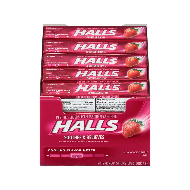 Halls Strawberry 9 Drops 20-Pack