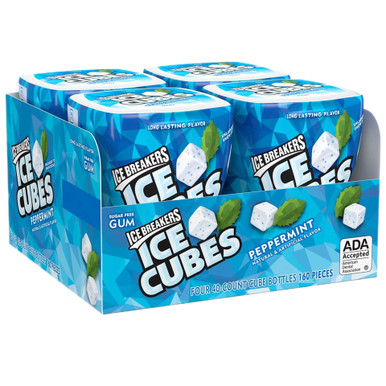 Ice Breakers Ice Cubes Peppermint Bottle 40 Pieces 4-Pack