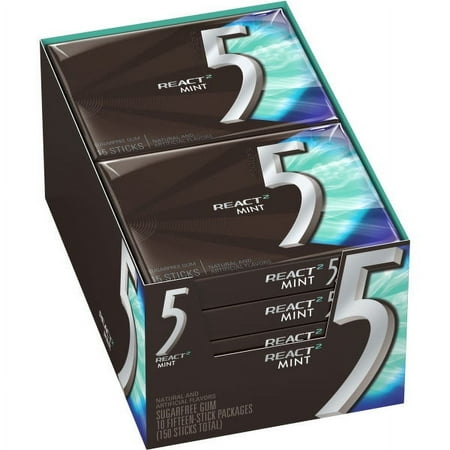 5 Gum React Mint 15 Sticks 10-Pack