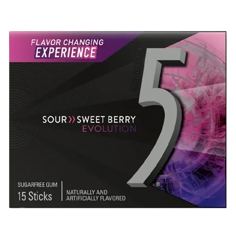 5 Gum Sour Sweet Berry 15 Sticks 10-Pack