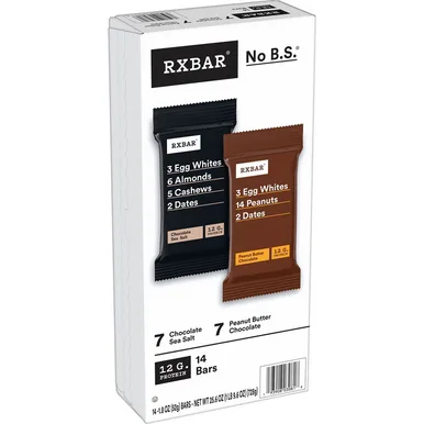 RXBAR Protein Bar Variety Pack (7 Chocolate / 7 Peanut Butter Chocolate) 1.8 oz 14-Count