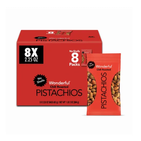 Wonderful Pistachios No Shells Chili Roasted 2.25 oz 3x8-Pack