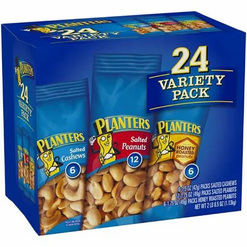 Planters Nut Variety Pack (Salted Cashews, Salted Peanuts, Honey Roasted) 2 oz 24-Count