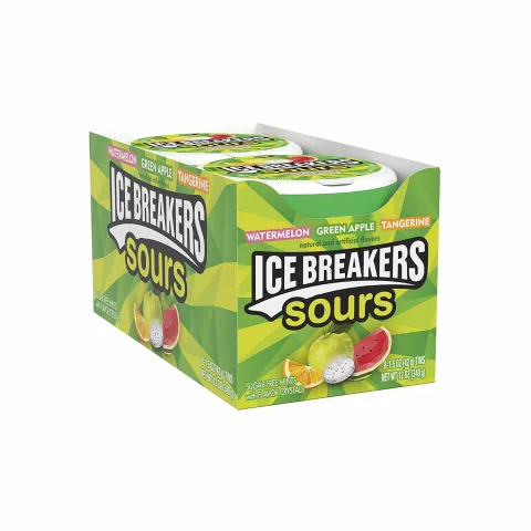 Ice Breakers Mints Sours (Watermelon, Green Apple, Tangerine) 1.5 oz 8-Pack